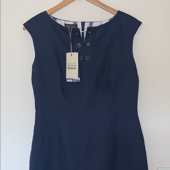 Barbour Kirkwall Navy Linen Dress US 6 NWT - Picture 4 of 13